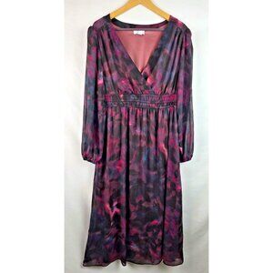 Sofia Jeans by Sofia Vergara Women's Dress Size Large Burgundy Long Sleeve Dress